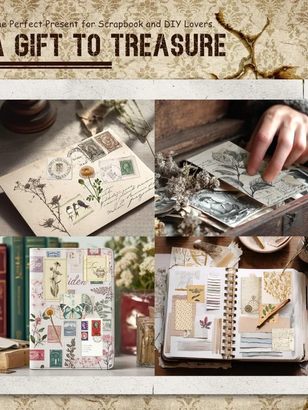 450 PCS Vintage Scrapbook Supplies Junk Journal Supplies, Scrapbook Supplies Kit - Picture 4 of 7
